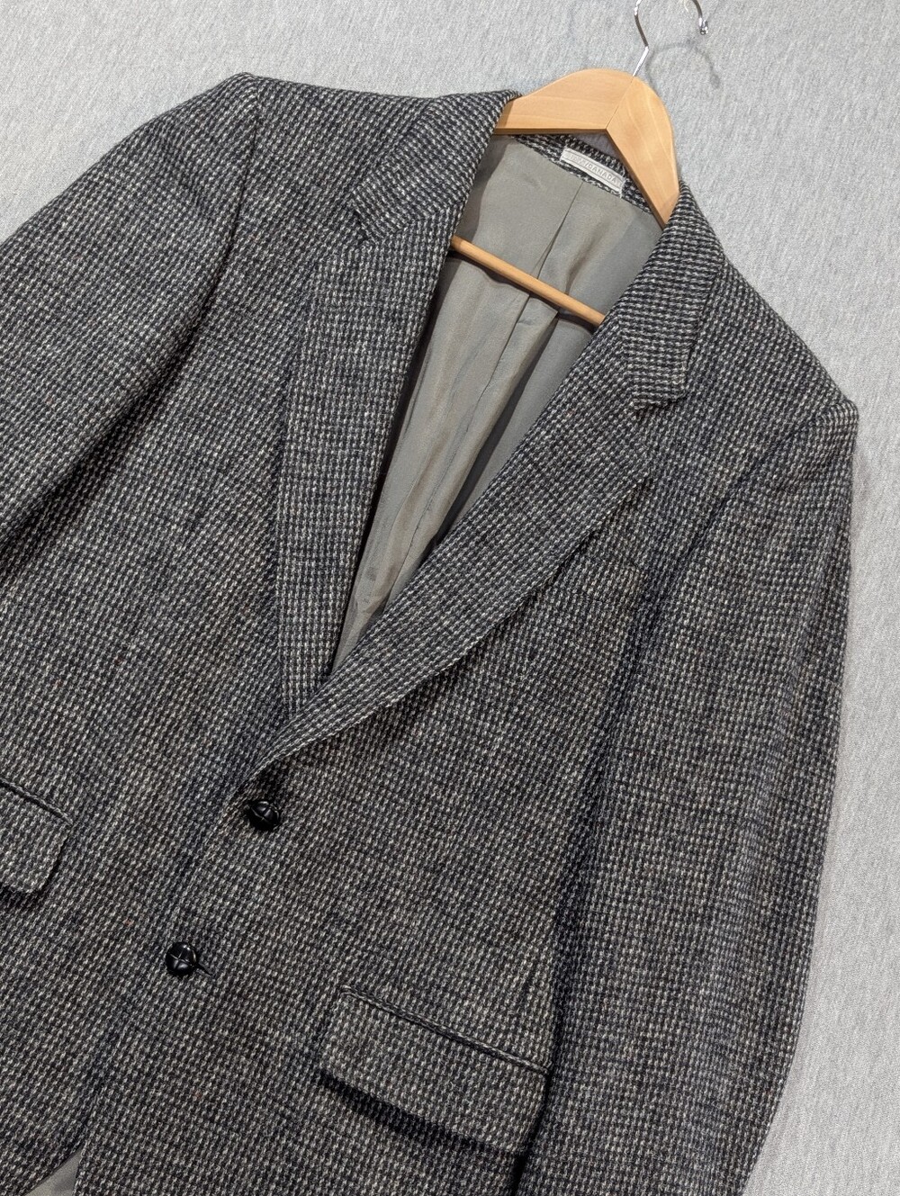Harris Tweed Leishman Wool Blazer Men's 39R Grey Black